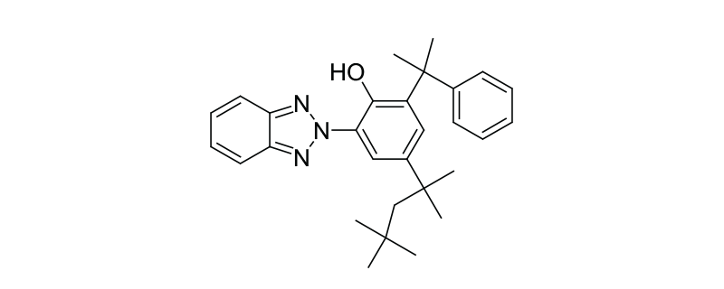 Structure of 2-(2H-BENZOTRIAZOL-2-YL)-6-(1-METHYL-1-PHENYLETHYL)-4-(1,1,3,3-TETRAMETHYL BUTYL)-PHENOL