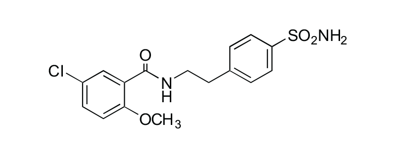 Structure of 5-CHLORO-2-METHOXY-N-[2-(4-SULFAMOYL PHENYL) ETHYL]BENZAMIDE