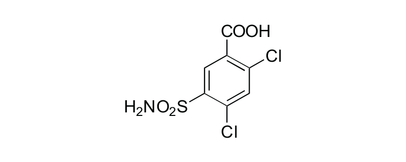Structure of 2,4-DICHLORO-5- SULFAMOYL BENZOIC ACID
