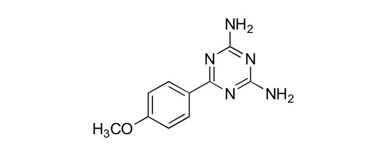 Structure of 2,4-DIAMINO-6- (4-METHOXYPHENYL) -1,3,5-TRIAZINE