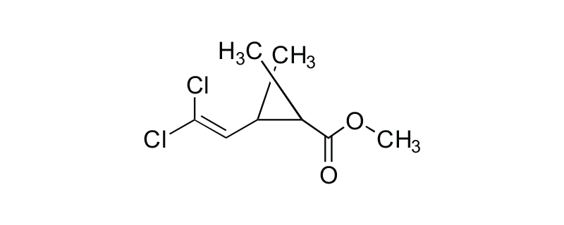 Structure of METHYL-3-(2,2-DICHLOROVINYL) -2,2-DIMETHYL CYCLOPROPYL CARBOXYLATE