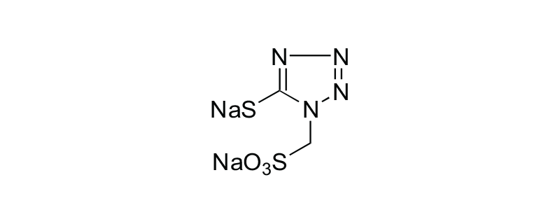 Structure of 5-MERCAPTO-1H- TETRAZOLE-1- METHANINE SULFONIC ACID DISODIUM SALT