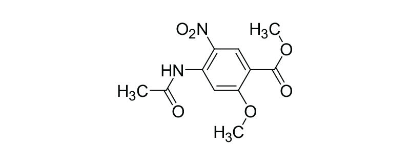Structure of METHYL-4- (ACETYLAMINO) -2-METHOXY -5-NITRO BENZOATE