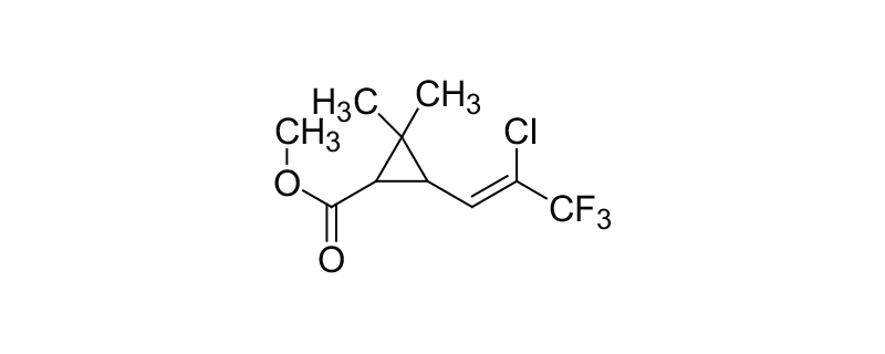 Structure of METHYL-3-((2)-2-CHLORO-3,3,3 TRIFLUORO-1-PROPENYL) 2,2-DIMETHYLCYCLOPROPANE CARBOXYLATE