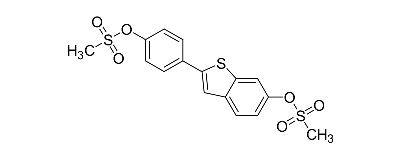 Structure of 6-[(METHYLSULFONYL)OXY]-2- {4-[(METHYL SULFONYL) OXY] PHENYL} BENZO[B] THIOPHENE