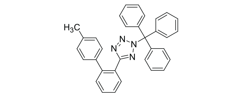 Structure of 5-(4’METHYL-1,1′ -BIPHENYL-2-YL) -2-TRIPHENYL METHYL-2H- TETRAZOLE (TTMD)