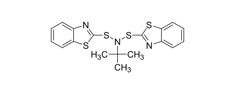 Structure of N-TERT-BUTYL-BIS-BENZOTHIAZ OYL SULFENIMIDE